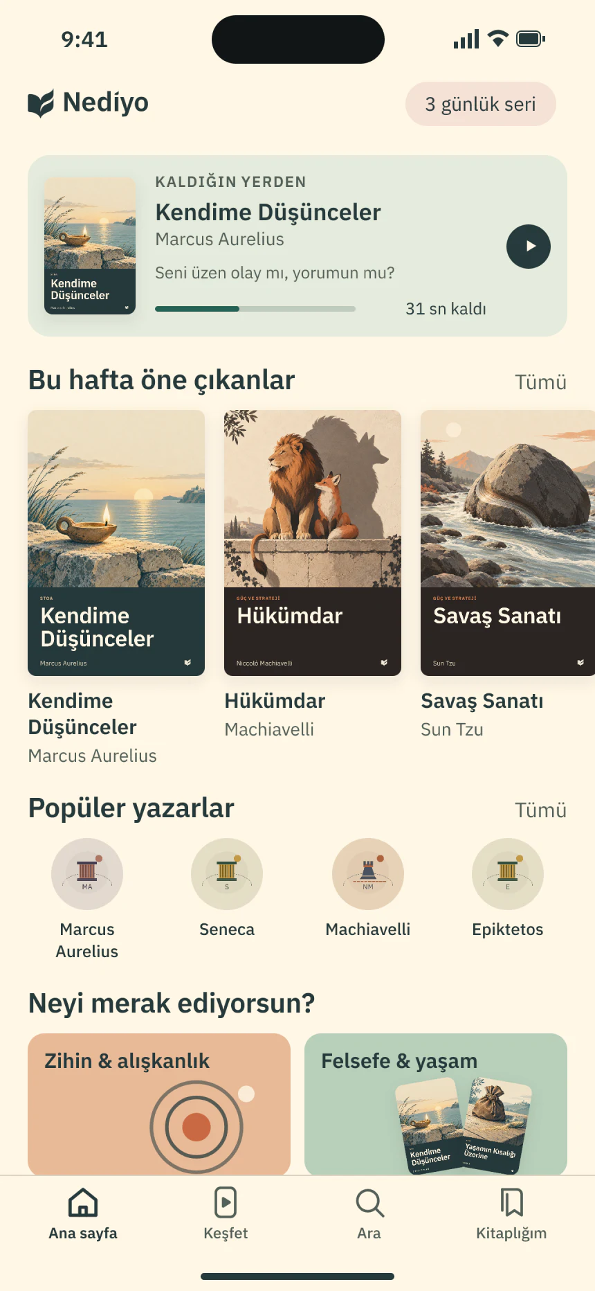 Nediyo ana sayfası: logo, kaldığın yerden devam ve bu haftanın kitap kapakları