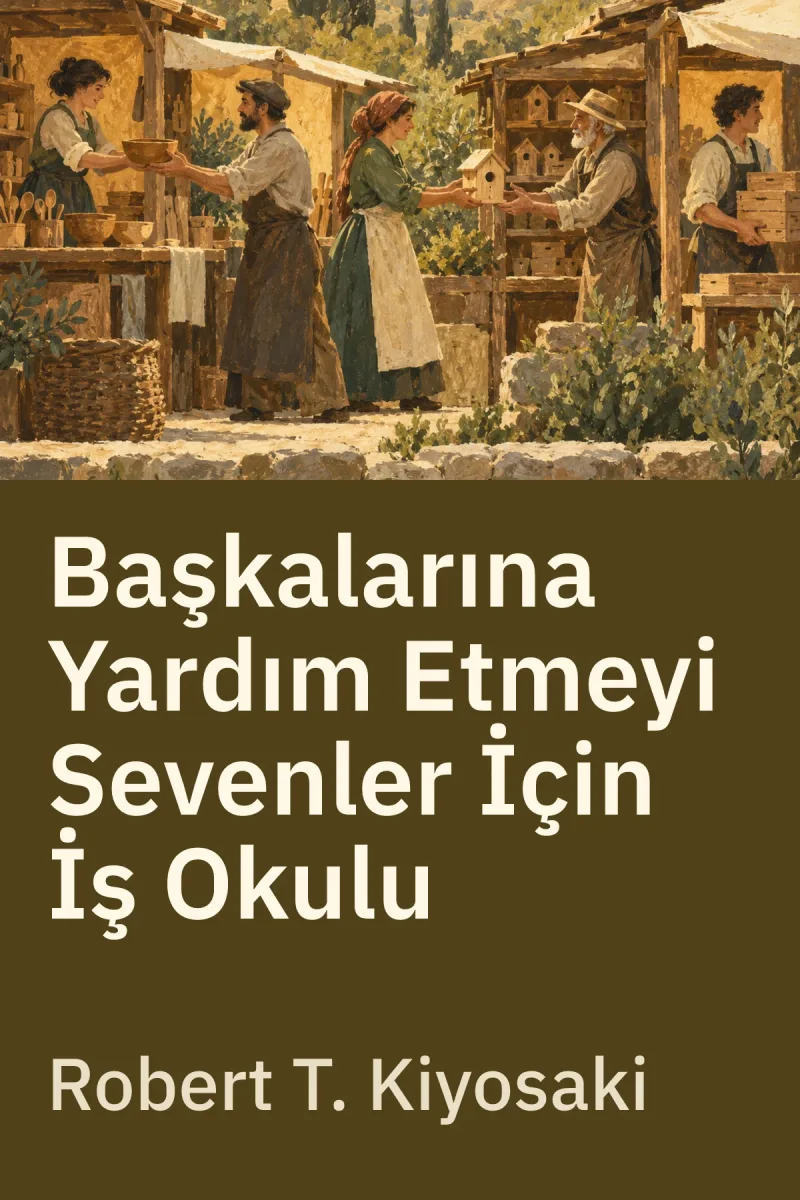Başkalarına Yardım Etmeyi Sevenler İçin İş Okulu — Robert T. Kiyosaki özgün kitap illüstrasyonu