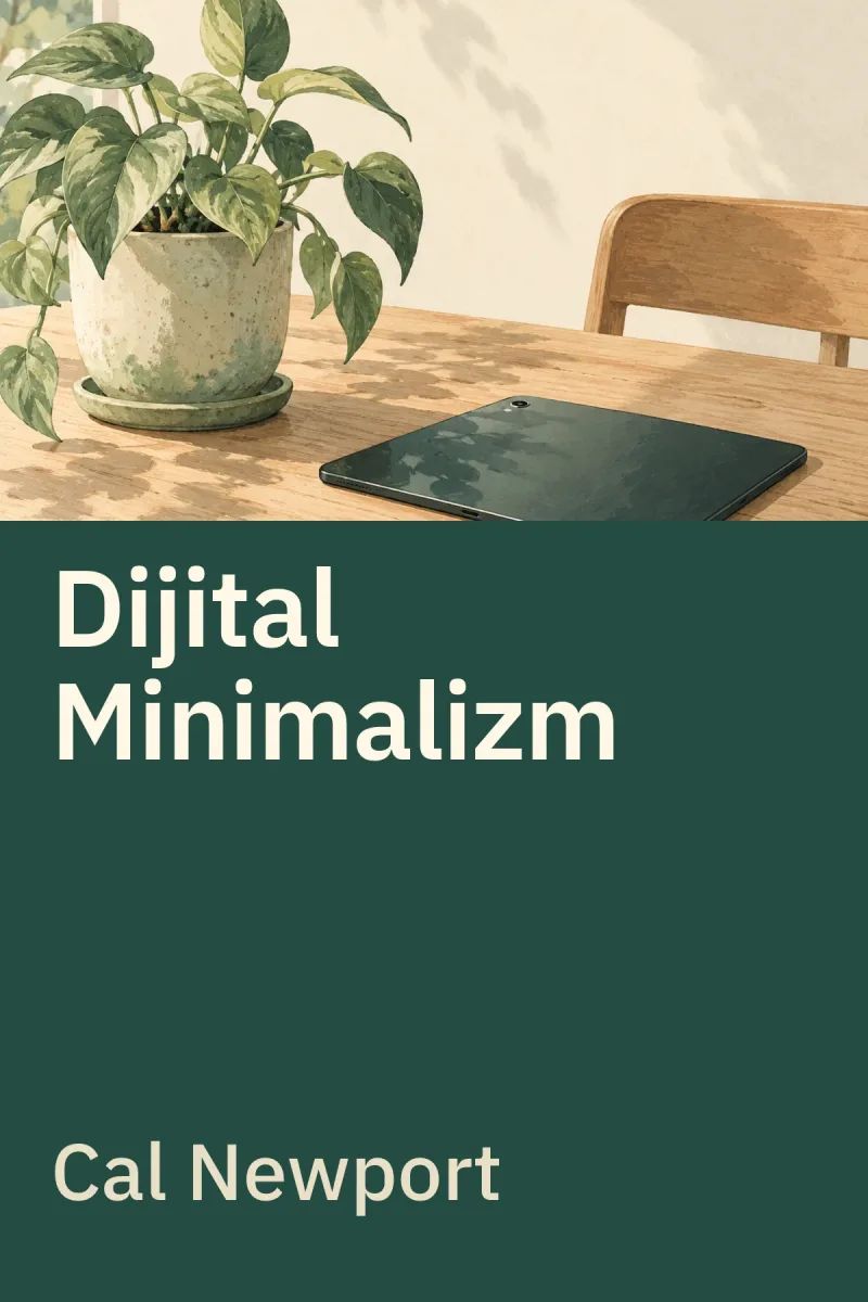 Dijital Minimalizm - Zıvanadan Çıkmış Bir Dünyada Odaklanabilmek — Cal Newport özgün kitap illüstrasyonu