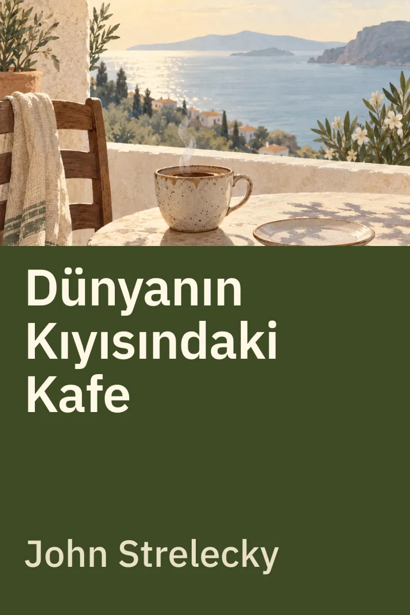 Dünyanın Kıyısındaki Kafe - Hayatın Anlamına Dair Hikaye — John Strelecky özgün kitap illüstrasyonu