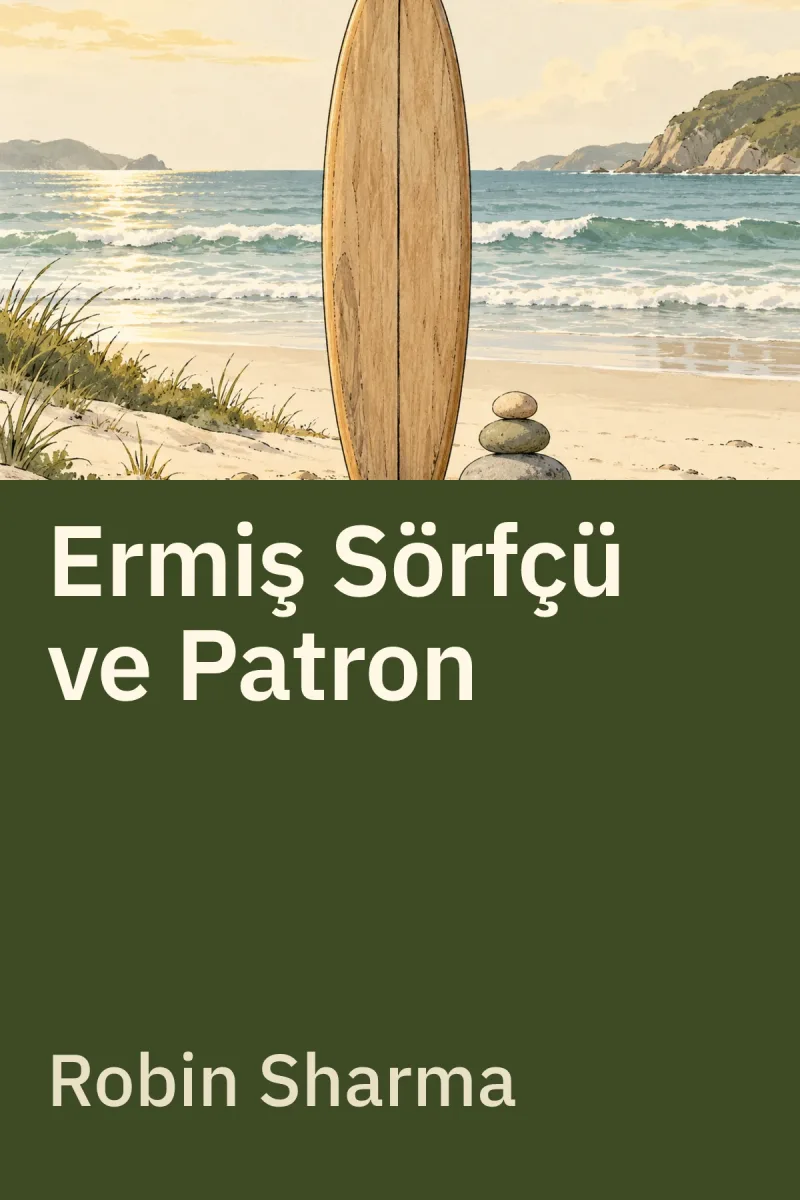 Ermiş Sörfçü ve Patron — Robin Sharma özgün kitap illüstrasyonu