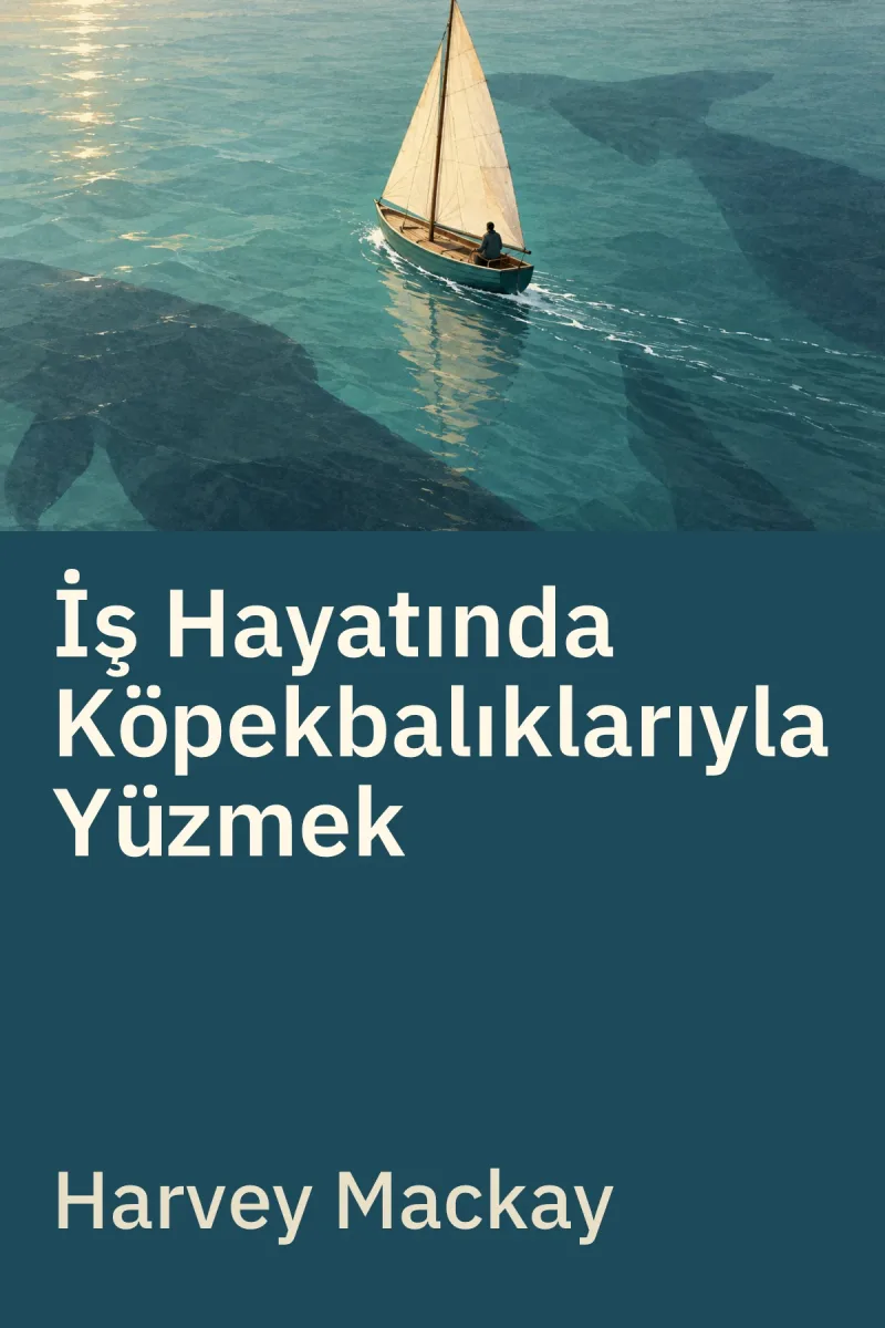 İş Hayatında Köpekbalıklarıyla Yüzmek — Harvey Mackay özgün kitap illüstrasyonu