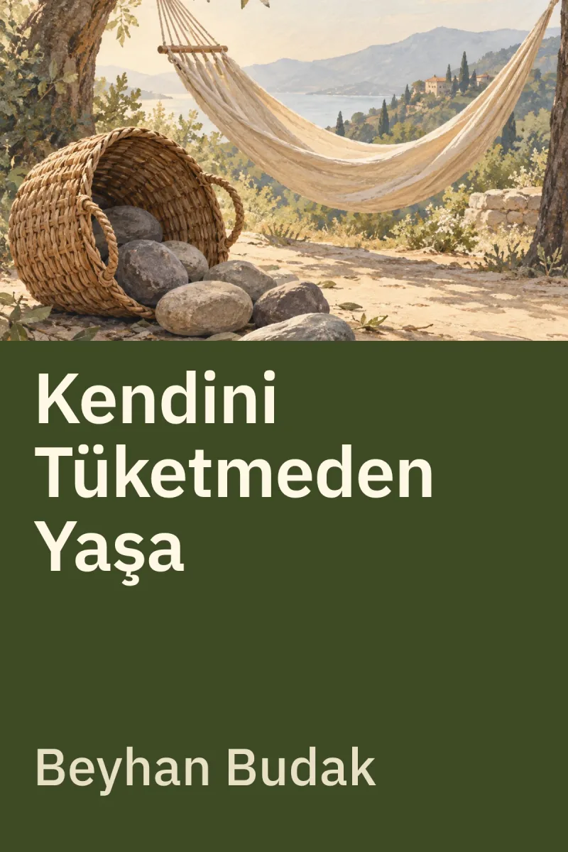 Kendini Tüketmeden Yaşa - Hayatın Ağırlığına Karşı Hafifletici Düşünceler — Beyhan Budak özgün kitap illüstrasyonu