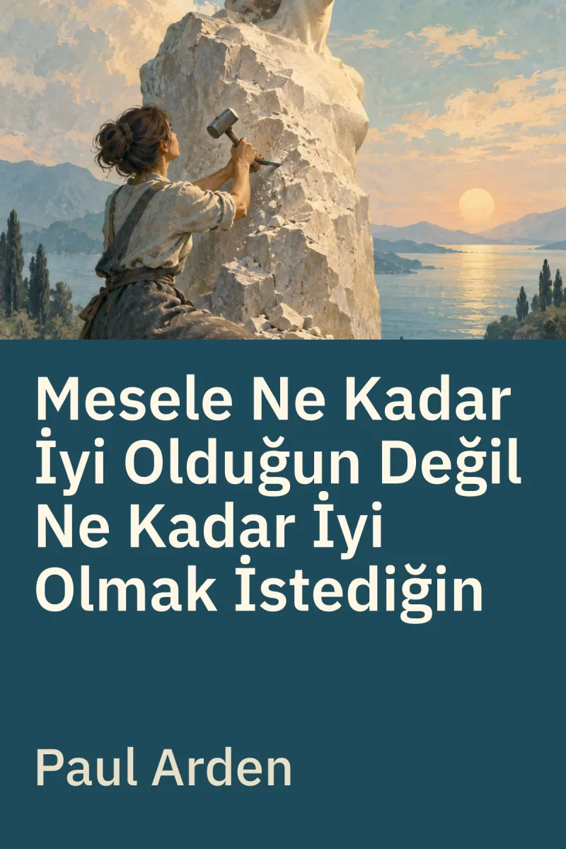 Mesele Ne Kadar İyi Olduğun Değil Ne Kadar İyi Olmak İstediğin — Paul Arden özgün kitap illüstrasyonu