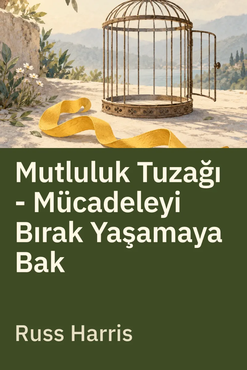 Mutluluk Tuzağı - Mücadeleyi Bırak Yaşamaya Bak — Russ Harris özgün kitap illüstrasyonu