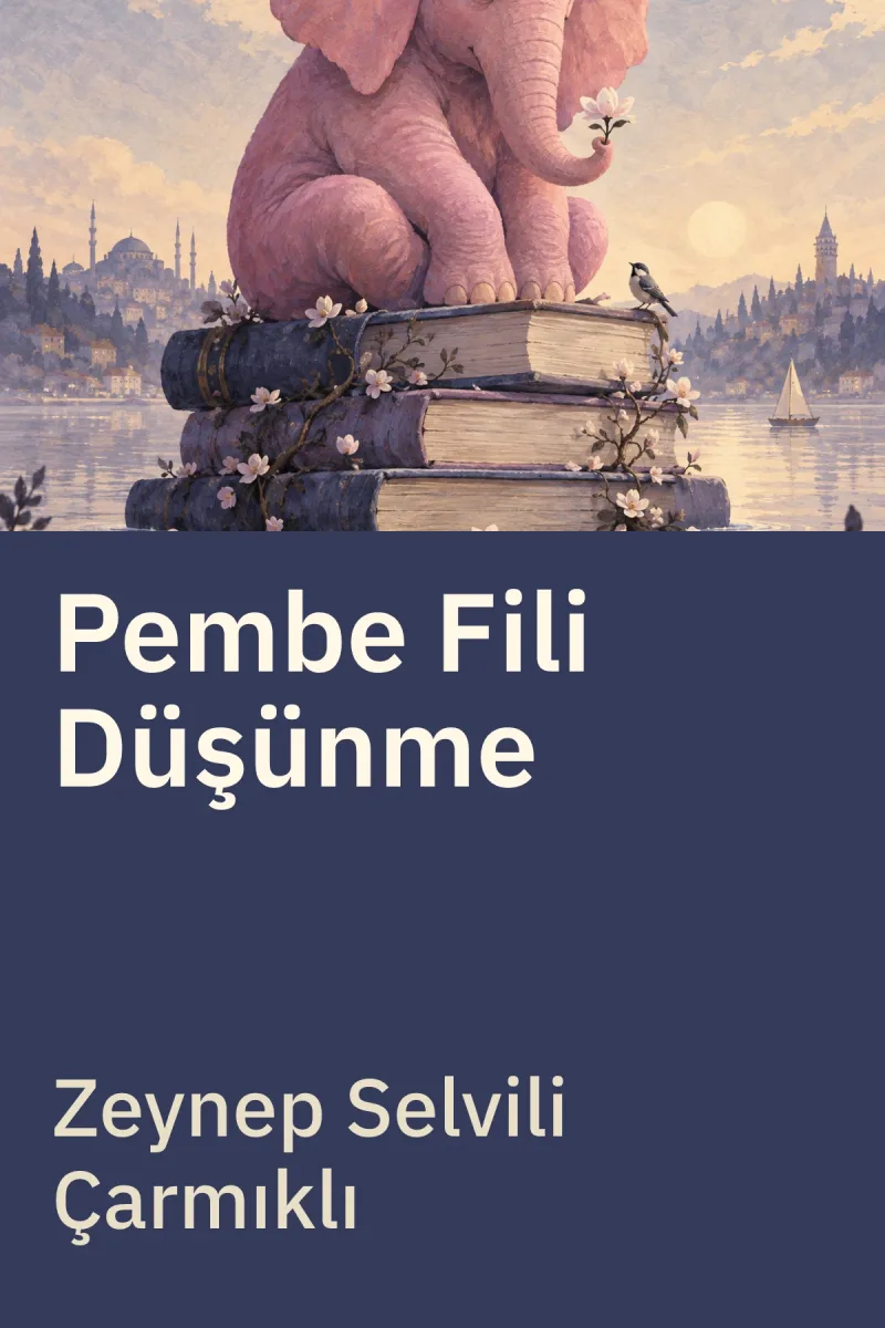 Pembe Fili Düşünme — Zeynep Selvili Çarmıklı özgün kitap illüstrasyonu