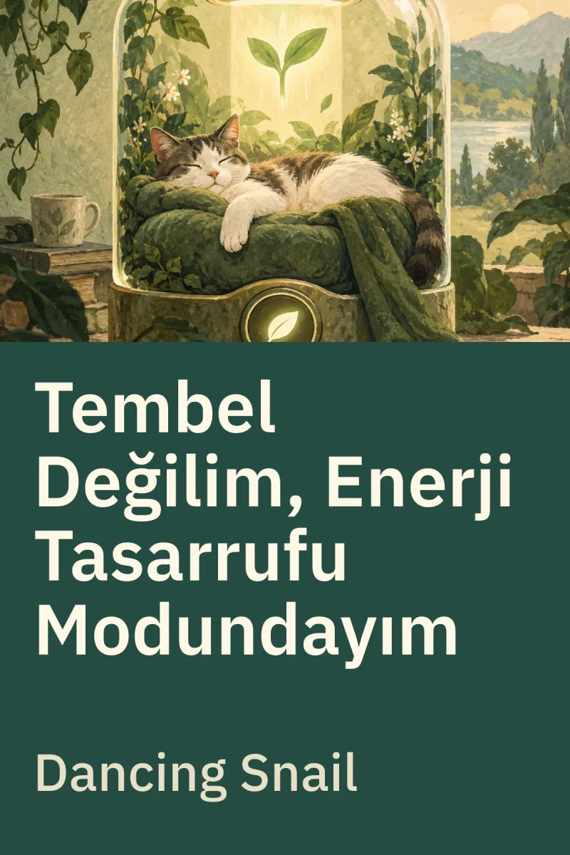 Tembel Değilim, Enerji Tasarrufu Modundayım — Dancing Snail özgün kitap illüstrasyonu