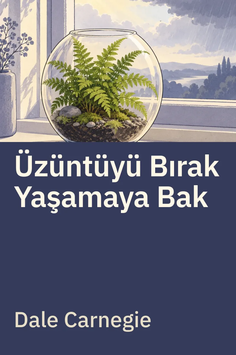 Üzüntüyü Bırak Yaşamaya Bak — Dale Carnegie özgün kitap illüstrasyonu